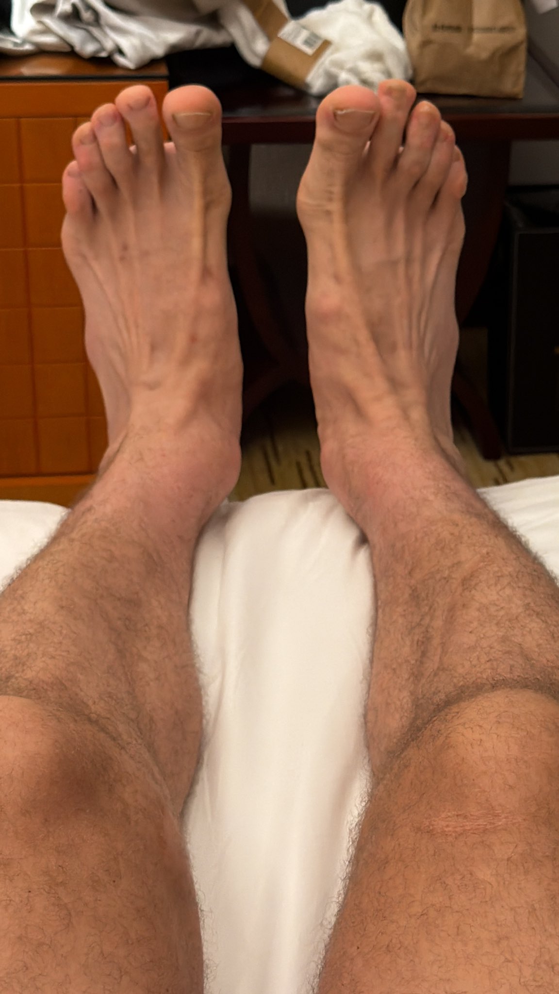 End of the day view from a giant’s perspective. Size 22 feet, tired legs, and a bed that’s barely long enough. 😅 https://www.patreon.com/posts/end-of-day-view-159692069?utm_medium=clipboard_copy&utm_source=copyLink&utm_campaign=postshare_creator&u