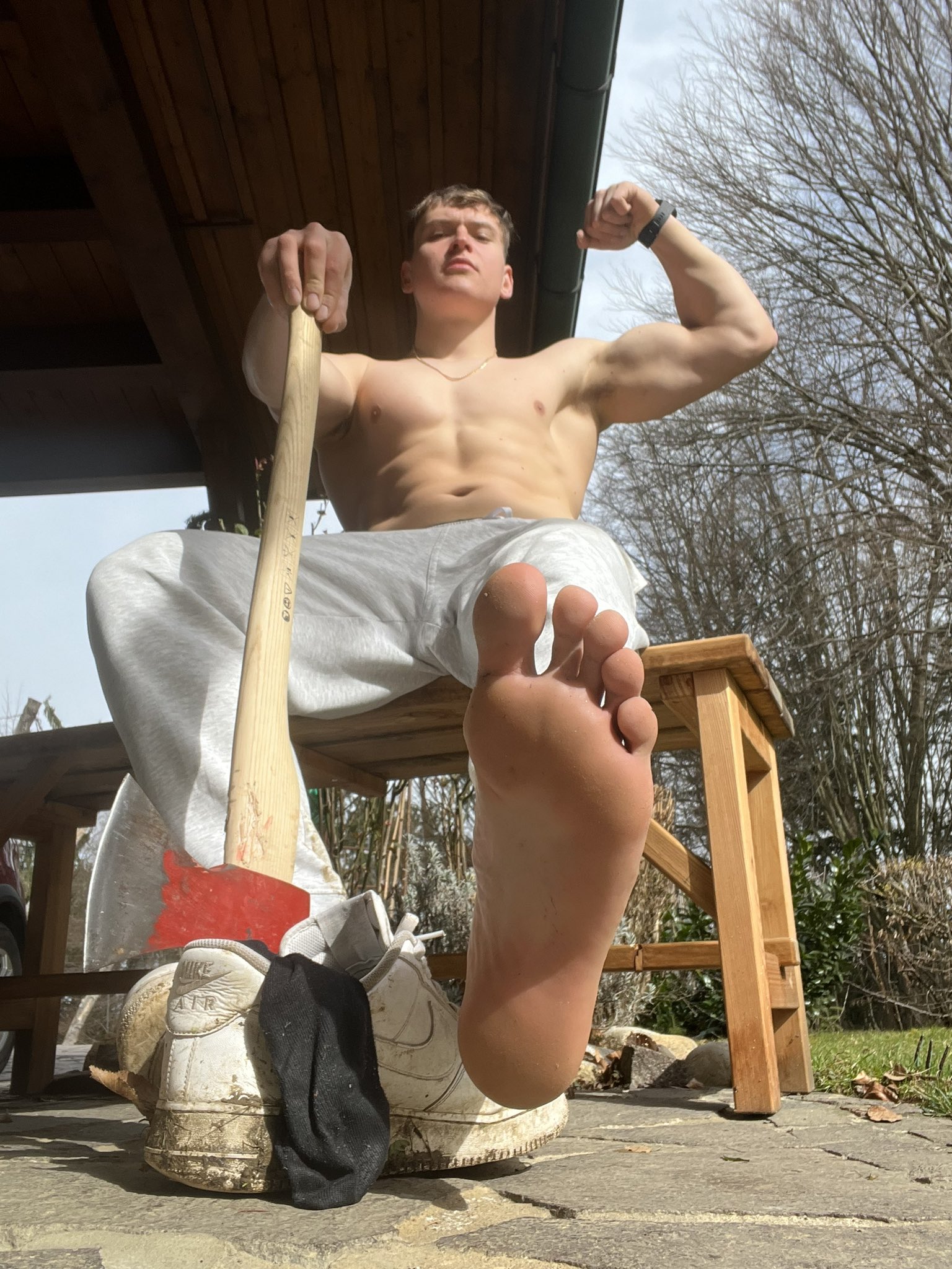 Imagine the smell after a hours of woodsplitting 😈 Subscribe your alpha on http://onlyfans.com/bacherhot 😈 