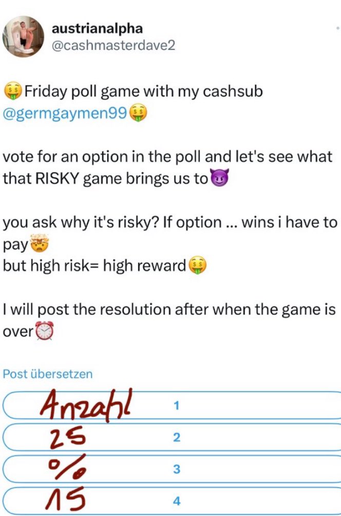 @germgaymen99 choosed the options for the poll and $ent the tribute🤑 