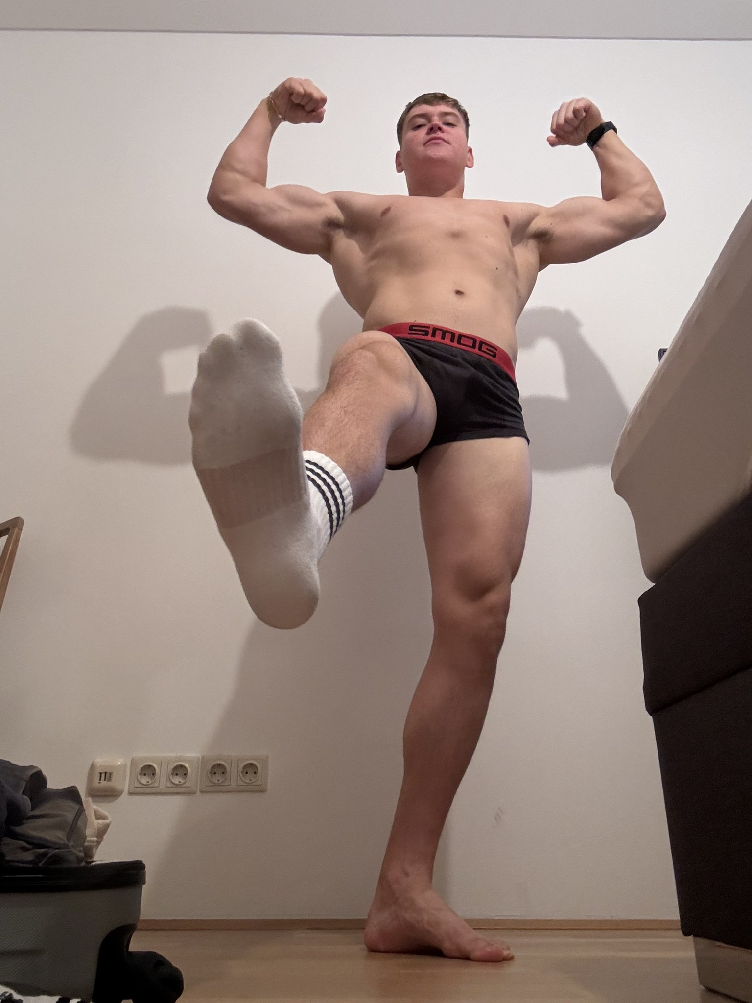 Alpha towering over you. do you know your place?🤑 😈Subscribe your alpha on http://onlyfans.com/bacherhot 😈 