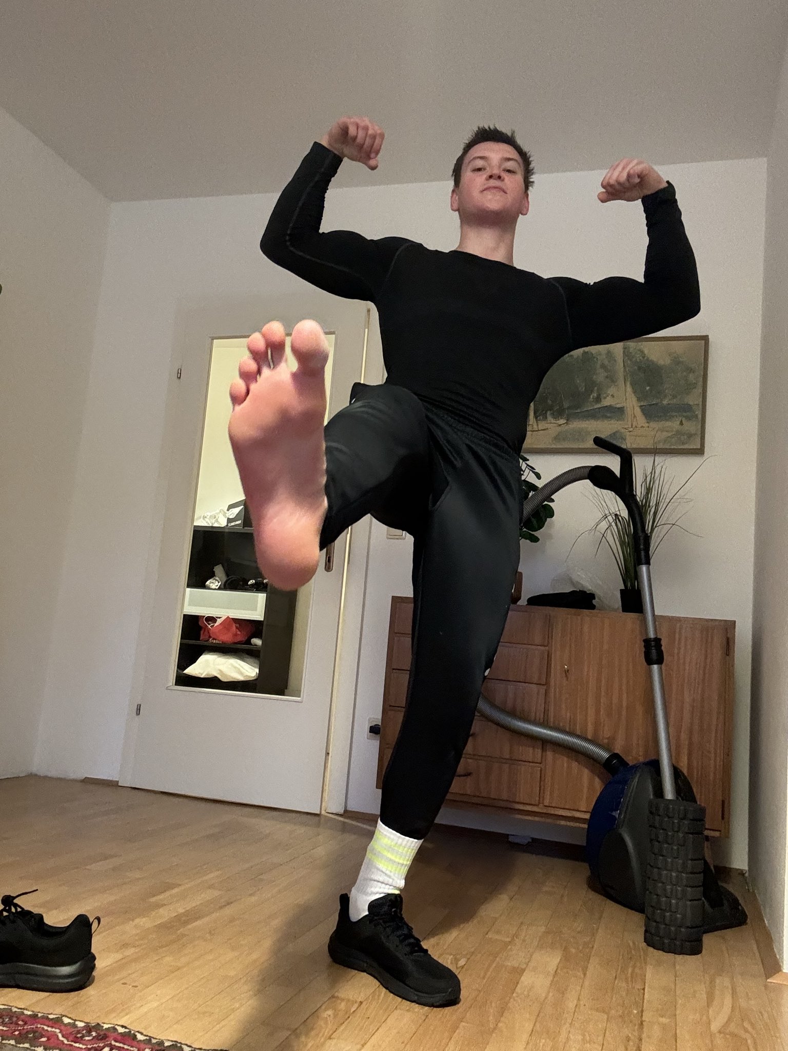 sniff my socks and lick my feet right after my morning run 