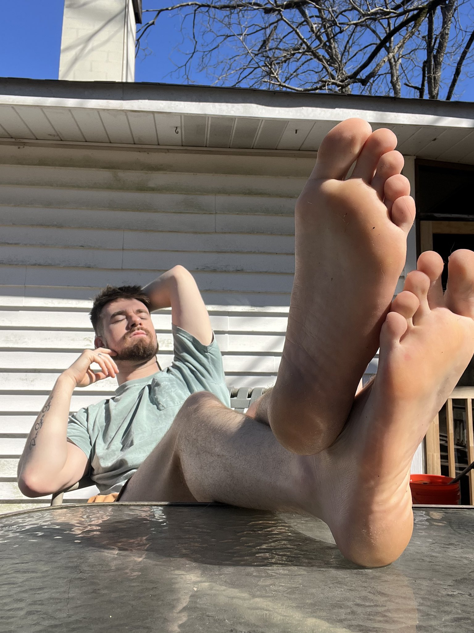 Look at you, glued to my soles while I relax in the sun. You don’t speak, you don’t touch, you don’t request anything without tribute. $25 to open your mouth. More if it’s worship. #alphapeyton #malefeet #soles #feetworship #findom #paypigprotocol #walle