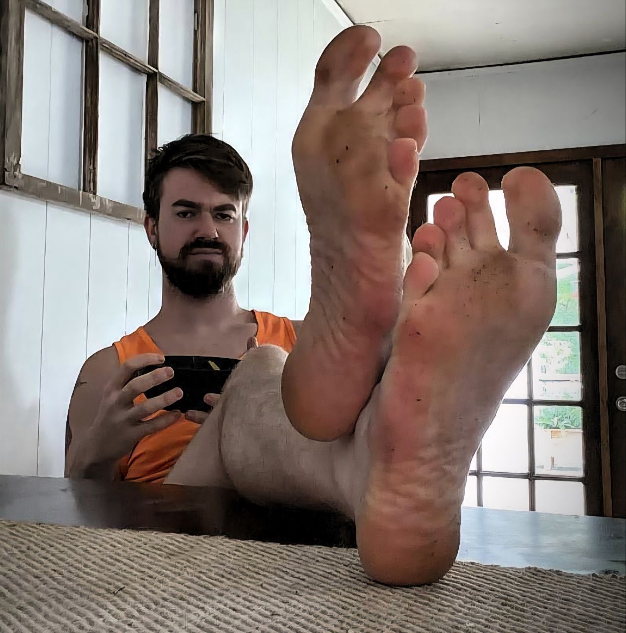 Look at all that dirt trapped on my sweaty size 13's! Your tongue has it's work cut out for it! 🤣🖕👅  #Findom #Cashmaster #SockWorship #SweatyFeet #PayPig #AlphaFeet #musclegod #alphagod